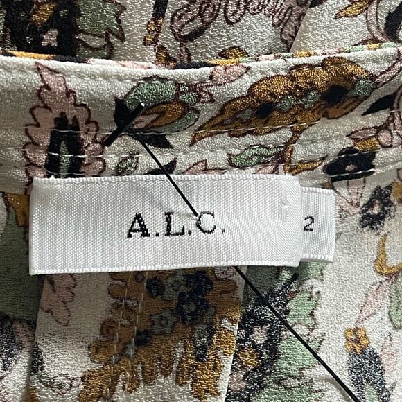 A.L.C Hari Top With Tie in White & Olive - Picture 8 of 9